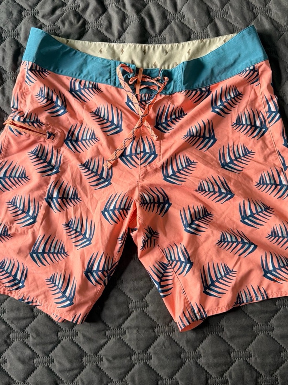 Pategonia Men's Coral Leaf-Print Swim Trunks
